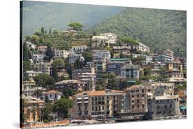 Italy, Genoa Province, Rapallo. Hillside with houses overlooking harbor-Alan Klehr-Stretched Canvas