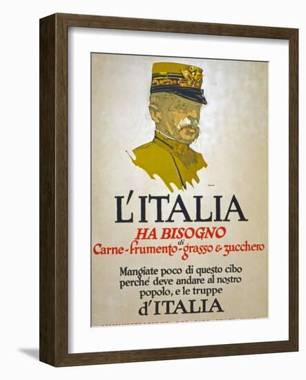 Italy Has Need of Meat, Wheat, Fat, and Sugar, 1917-George Illian-Framed Premium Giclee Print