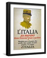 Italy Has Need of Meat, Wheat, Fat, and Sugar, 1917-George Illian-Framed Premium Giclee Print