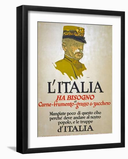 Italy Has Need of Meat, Wheat, Fat, and Sugar, 1917-George Illian-Framed Premium Giclee Print