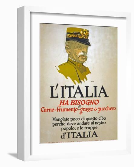 Italy Has Need of Meat, Wheat, Fat, and Sugar, 1917-George Illian-Framed Premium Giclee Print