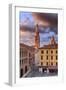 Italy, Italia; Emilia-Romagna; Modena district. Modena. Piazza Grande, the Bell Tower of the Cathed-Francesco Iacobelli-Framed Premium Photographic Print