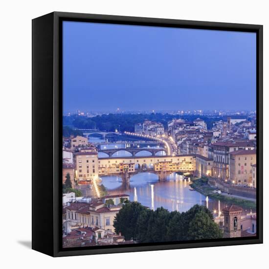 Italy, Italia. Tuscany, Toscana. Firenze District. Florence, Firenze. Ponte Vecchio and Arno River-Francesco Iacobelli-Framed Stretched Canvas
