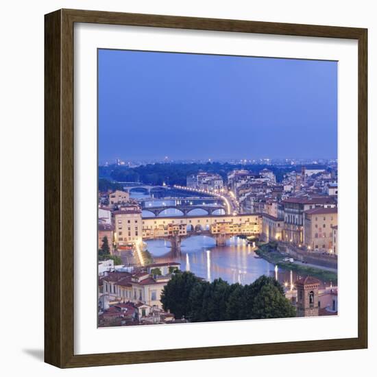 Italy, Italia. Tuscany, Toscana. Firenze District. Florence, Firenze. Ponte Vecchio and Arno River-Francesco Iacobelli-Framed Photographic Print