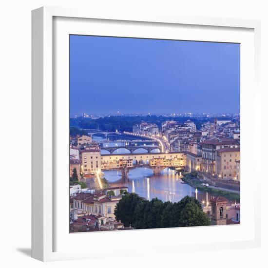 Italy, Italia. Tuscany, Toscana. Firenze District. Florence, Firenze. Ponte Vecchio and Arno River-Francesco Iacobelli-Framed Photographic Print