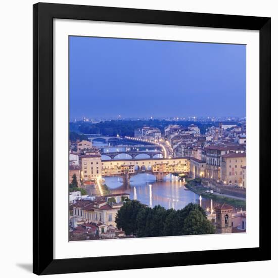 Italy, Italia. Tuscany, Toscana. Firenze District. Florence, Firenze. Ponte Vecchio and Arno River-Francesco Iacobelli-Framed Photographic Print