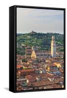 Italy, Italia Veneto, Verona District. Verona. Cathedral and View Towards Veronetta Quarter.-Francesco Iacobelli-Framed Stretched Canvas