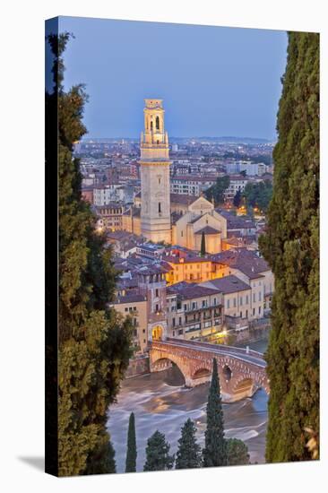 Italy, Italia Veneto, Verona District. Verona. View from Castel San Pietro-Francesco Iacobelli-Stretched Canvas