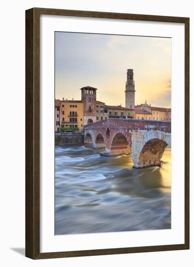 Italy, Italia Veneto, Verona. Ponte Pietra.-Francesco Iacobelli-Framed Photographic Print