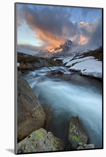 Italy, Italian Alps, Lombardy, Sunset in Stelvio National Park.-Andrea Pozzi-Mounted Photographic Print