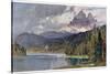 Italy: Lago Di Misurina in the Dolomites with Jagged Rocky Mountains in the Distance-Harrison Compton-Stretched Canvas