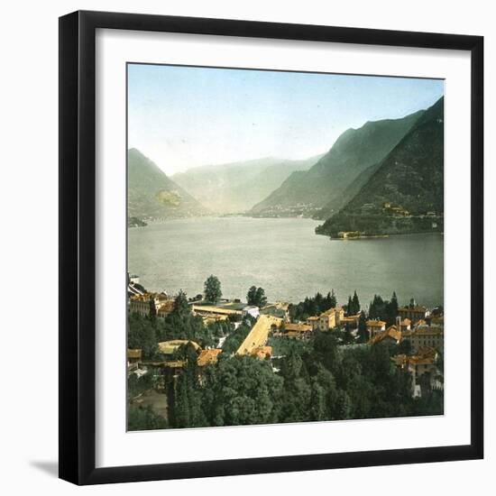 Italy, Lake Côme, the Second Basin-Leon, Levy et Fils-Framed Photographic Print