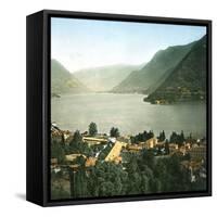 Italy, Lake Côme, the Second Basin-Leon, Levy et Fils-Framed Stretched Canvas