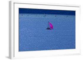 Italy, Lake Garda, Sailboat, Northern Italy, South Tirol, Lake, Waters, Boat, Sailing, Surfer-Chris Seba-Framed Photographic Print