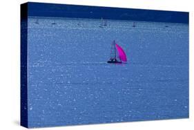Italy, Lake Garda, Sailboat, Northern Italy, South Tirol, Lake, Waters, Boat, Sailing, Surfer-Chris Seba-Stretched Canvas