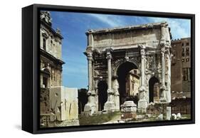 Italy, Latium Region, Rome, Roman Forum, Triumphal Arch of Septimius Severus-null-Framed Stretched Canvas