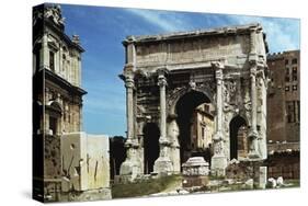 Italy, Latium Region, Rome, Roman Forum, Triumphal Arch of Septimius Severus-null-Stretched Canvas