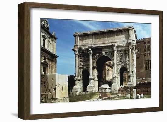 Italy, Latium Region, Rome, Roman Forum, Triumphal Arch of Septimius Severus-null-Framed Giclee Print