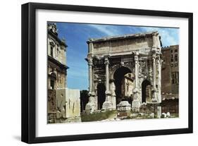 Italy, Latium Region, Rome, Roman Forum, Triumphal Arch of Septimius Severus-null-Framed Giclee Print