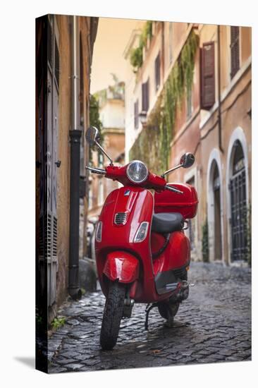 Italy, Lazio, Rome, Trastevere, Red Vespa-Jane Sweeney-Stretched Canvas