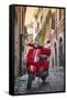 Italy, Lazio, Rome, Trastevere, Red Vespa-Jane Sweeney-Framed Stretched Canvas