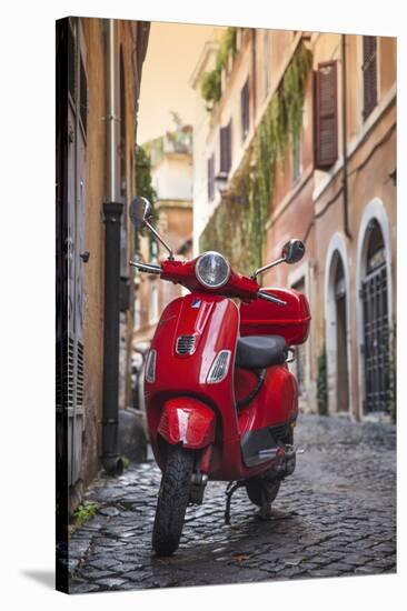 Italy, Lazio, Rome, Trastevere, Red Vespa-Jane Sweeney-Stretched Canvas