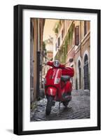 Italy, Lazio, Rome, Trastevere, Red Vespa-Jane Sweeney-Framed Premium Photographic Print