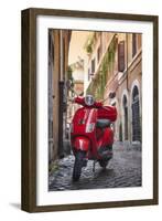 Italy, Lazio, Rome, Trastevere, Red Vespa-Jane Sweeney-Framed Photographic Print