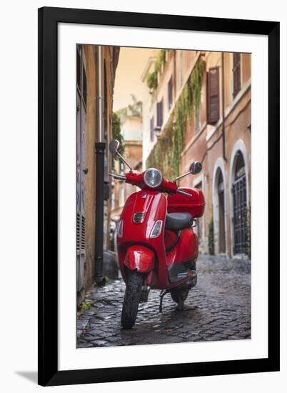 Italy, Lazio, Rome, Trastevere, Red Vespa-Jane Sweeney-Framed Photographic Print