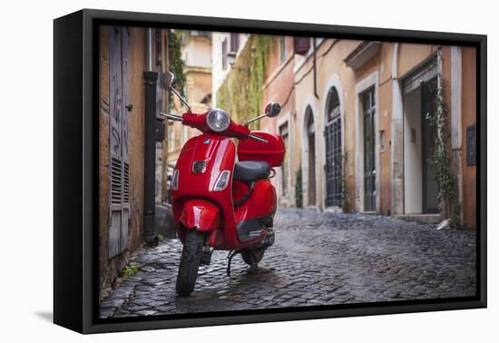 Italy, Lazio, Rome, Trastevere, Red Vespa-Jane Sweeney-Framed Stretched Canvas