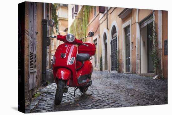 Italy, Lazio, Rome, Trastevere, Red Vespa-Jane Sweeney-Stretched Canvas