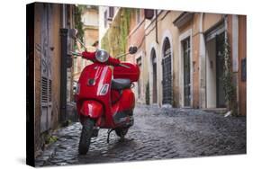 Italy, Lazio, Rome, Trastevere, Red Vespa-Jane Sweeney-Stretched Canvas