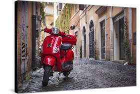 Italy, Lazio, Rome, Trastevere, Red Vespa-Jane Sweeney-Stretched Canvas