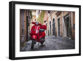 Italy, Lazio, Rome, Trastevere, Red Vespa-Jane Sweeney-Framed Photographic Print