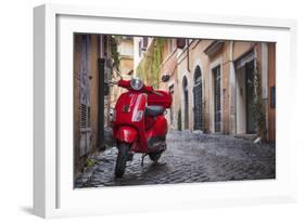 Italy, Lazio, Rome, Trastevere, Red Vespa-Jane Sweeney-Framed Photographic Print