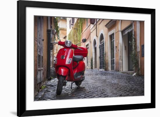 Italy, Lazio, Rome, Trastevere, Red Vespa-Jane Sweeney-Framed Photographic Print