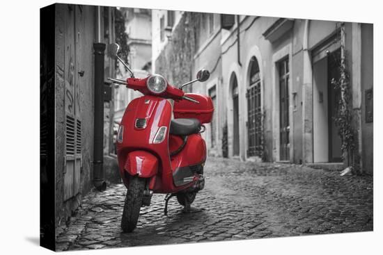 Italy, Lazio, Rome, Trastevere, Red Vespa-Jane Sweeney-Stretched Canvas