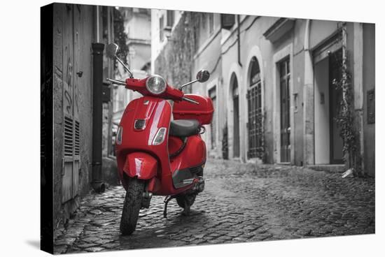 Italy, Lazio, Rome, Trastevere, Red Vespa-Jane Sweeney-Stretched Canvas