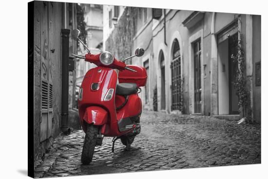 Italy, Lazio, Rome, Trastevere, Red Vespa-Jane Sweeney-Stretched Canvas