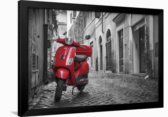 Italy, Lazio, Rome, Trastevere, Red Vespa-Jane Sweeney-Framed Premium Photographic Print