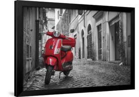 Italy, Lazio, Rome, Trastevere, Red Vespa-Jane Sweeney-Framed Premium Photographic Print