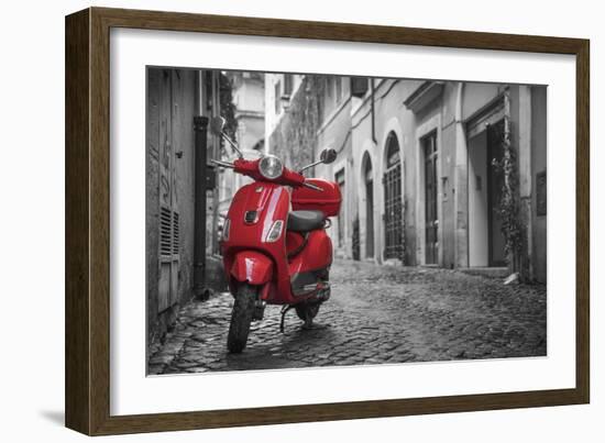 Italy, Lazio, Rome, Trastevere, Red Vespa-Jane Sweeney-Framed Photographic Print