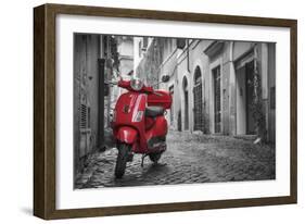 Italy, Lazio, Rome, Trastevere, Red Vespa-Jane Sweeney-Framed Photographic Print