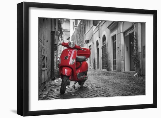 Italy, Lazio, Rome, Trastevere, Red Vespa-Jane Sweeney-Framed Photographic Print