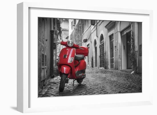 Italy, Lazio, Rome, Trastevere, Red Vespa-Jane Sweeney-Framed Photographic Print