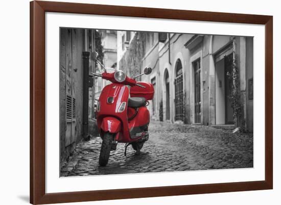 Italy, Lazio, Rome, Trastevere, Red Vespa-Jane Sweeney-Framed Photographic Print