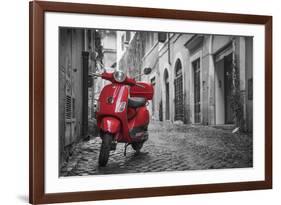 Italy, Lazio, Rome, Trastevere, Red Vespa-Jane Sweeney-Framed Photographic Print