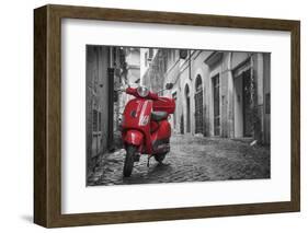 Italy, Lazio, Rome, Trastevere, Red Vespa-Jane Sweeney-Framed Premium Photographic Print