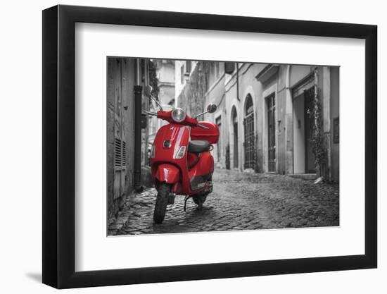 Italy, Lazio, Rome, Trastevere, Red Vespa-Jane Sweeney-Framed Premium Photographic Print