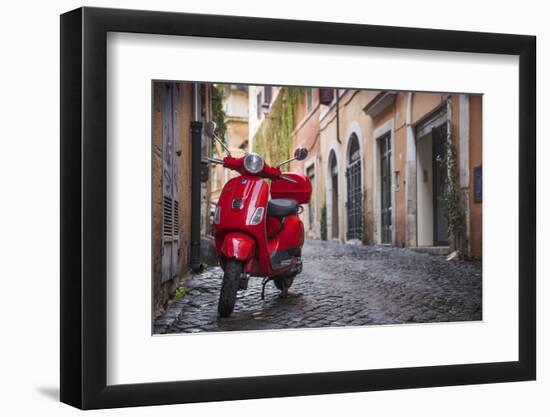 Italy, Lazio, Rome, Trastevere, Red Vespa-Jane Sweeney-Framed Photographic Print